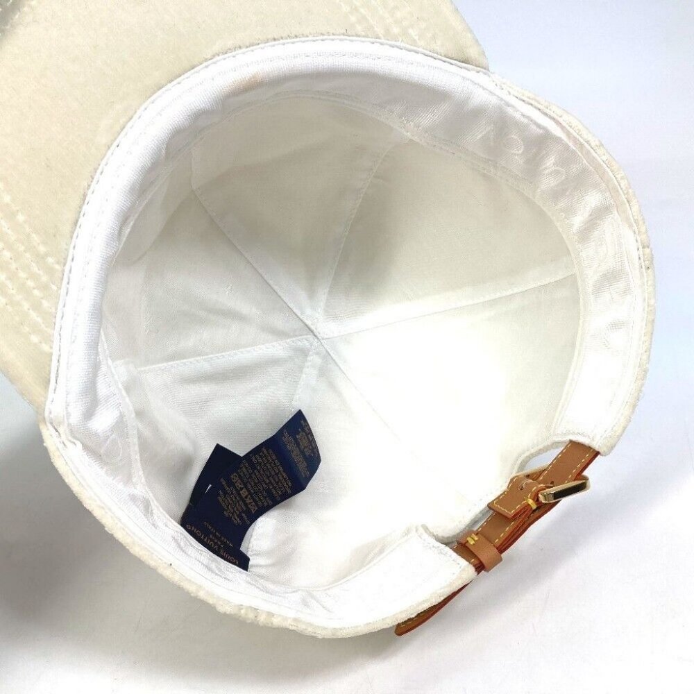 LOUIS VUITTON MP3421 Monogram newsboy velvet hat cap polyester White - Picture 15 of 15